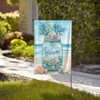 Seashells Ocean Garden Flag Vertical Double Sided Outdoor Yard Flags 12.5x18 Inch Burlap Banners Vertical Double Sided for Outdoor Decor Lawn