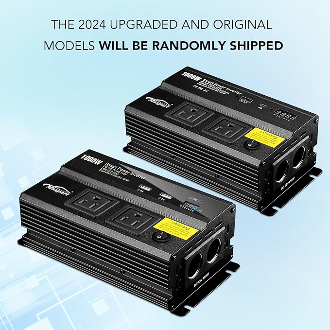 1000W Inverter for Car Power Inverters,12v DC to 110v AC Converter with 3.0 A USB Type-C Outlets, 12 Volt Inverter Car Cigarette Lighter Battery Inverter for Vehicles