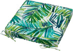 Magpie Fabrics Square Corner Seat Cushion, 18" x 18" x 2.5", 2 Pack, Indoor/Outdoor Waterproof Weather Resistant Universal Chair Pads for Patio Garden Dining - Green Palm Leaves