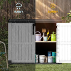 DWVO 36 cu ft Tool Storage Shed, Storage for Bakcyard, Patio, and Garden, Resin Plastic Shed with Sloped Lid, Lockable Door, and Wood Grain Finish, Light Gray
