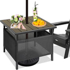 LZRS Adirondack Square Outdoor Side Table with Umbrella Hole, Pool Composite Patio Table,HDPE End Tables for Backyard,Pool, Indoor Companion, Easy Maintenance & Weather Resistant(Light Brown)