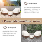 3 Pieces Patio Adirondack Chair Sets Covers,600D Waterproof Heavy Duty Patio Furniture Cover,Includes 2 Outdoor Adirondack Chair Covers and 1 Patio Side Table Cover,Beige&Brown