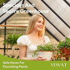 VIWAT 6x7.5 FT Greenhouse for Outdoors, Polycarbonate Greenhouse with Quick Setup Structure and Roof Vent, Aluminum Large Walk-in Green House for Outside Garden Backyard, Black