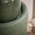 XBrand 25.98" H Green Round Stone Indoor/Outdoor Modern Sphere Water Fountain w/LED Lights – Ball Bubbling Fountain Décor for Garden, Patio, or Tabletop