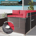 16 Pieces Outdoor Patio Furniture Set Outdoor Furniture Patio Sectional Sofa Conversation Sets w/ETL Approved 45" Gas Fire Table & Coffee Table, Swivel Rocking Chair Red.