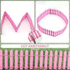 Mini Fairy Garden Fence, 35.5x2 Inch Cuttable Small Wood Picket Fence, DIY Miniature Accessories Decoration for Dollhouse, Crafts, Vegetable Platter, Cake(Rose Red)