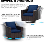 Joyside Outdoor Swivel Chair, Patio Swivel Chairs with Wide Armrest and Thick Cushions, Upgraded Large Size for Backyard, Garden, Poolside
