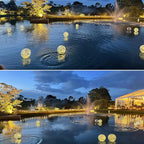Solar Powered Floating Pool Lights - 14" Inflatable Waterproof Floating Light UP Pool Glow Balls, 3000K Warm-White Led Pool Lights That Float for Party Decorations, Outdoor Patio Detor (4)