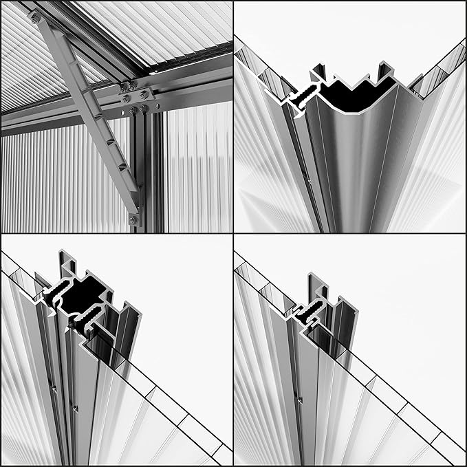 Greenhouse Topas 3 Aluminum Frame 7.4 x 6.4 ft with Approx. 6 mm Polycarbonate Panels
