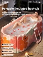 47''Portable insulated bathtub, Ice Bath Tub for Athletes, Inflation-free bathtub for shower, Ice Plunge Tub with Cover, Baths at Home & Outdoor（with Cover）