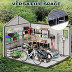 MELLCOM 8 x 10 FT Resin Garden Storage Shed with Floor, Outdoor Storage Shed with Windows and Lockable Door, Resin Tool Shed for Bike, Pool Supply, Lawnmower