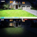 iMaihom 140W Flood Lights Outdoor, 14000LM Ultra Bright LED Flood Light Outdoor, 3 Adjustable Heads Security Lights, IP65 Waterproof Outside Flood Light, 6500K Floodlight for Yard Garage Court (White)