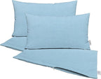 RSH DECOR: Sunbrella Pillow Covers Set of 4 | Covers Only - 26" x 16" | Outdoor Lumbar Pillow Covers Crafted with Sunbrella Performance Fabric | Canvas Air Blue