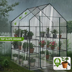 Outvita Walk-in Greenhouse, Outdoor Durable PVC Plant Green House for Frost Protection with 3 Tiers 8 Shelves, Shelf Clips, Roll-up Zipper Door, 56"x56"x77" Transparent