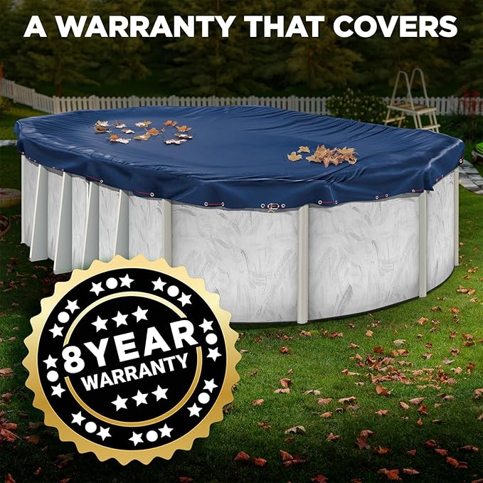 18 x 34 ft Oval Pool Covers for Above Ground Pools, Oval Winter Pool Cover, Swimming Pool Cover, Keeps Out Debris, Cold and UV Resistant, Supreme Mesh, Navy Blue