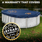15 x 30 ft Oval Pool Covers for Above Ground Pools, Oval Winter Cover, Keeps Out Debris, Cold and UV Resistant, Supreme Mesh, Navy Blue