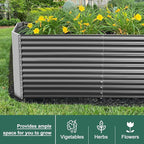 Land Guard 6x3x3ft Rectangular Galvanized Raised Garden Beds, Large-Capacity Metal Planter Box Outdoor, Durable Deep Raised Garden Bed 3ft Tall, Raised Beds for Gardening Vegetables, Modern Gray