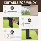Bezseller 13x13 Pop Up Gazebo Tent with Mosquito Netting – Quick Set Up, Water-Resistant Outdoor Canopy for Patio, Garden, Backyard, and More,Khaki