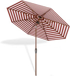 Midtown Umbrellas Wooden 2-8 Feet Outdoor Patio Umbrella, Terylast Red & White Stripes Fabric, Aluminum Frame For Backyard Umbrella, Deck Umbrella, Garden Umbrella & Pool Umbrella - Wooden Pole