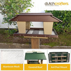 DutchCrafters Poly Post Mount Extra Large Double Hopper Bird Feeder, Outdoor Wild Bird Feeder for Outside, USA Amish Made (Turf Green & Cedar)