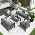 Solaste Aluminum Patio Furniture Set for All Weather, Oversized Metal Outdoor Furniture Set with 27.5" Deep Seating and 3.2" Wide Armrest, Outdoor Patio Conversation Set with 5" Cushion, Grey