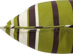 Outdoor Throw Pillow with Insert 18x18 Inch, Set of 2, Piping Edge Waterproof Fade Resistant Decorative Fluffy Pillows for Patio Furniture Chair Bench Couch Sofa - Green Striped