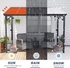 MEISSALIVVE 8' x 10' Wall Mounted Lean to Metal Awnings with Sloped Roof, Outdoor Patio Gazebo Awning for Backyard, Deck, Black