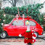 Christmas Toy Soldier Style Porch Goose Outfits,2 Pcs/Set Goose Clothes with Pointed Hat and Candy Cane Fits 23" Lawn Goose Statue,Red Christmas Outdoor Goose Costume,Yard Patio Garden Xmas Decor