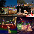 Auroraworld 96FT Commercial RGB Outdoor String Lights, Dimmable Waterproof LED Patio Lights with Remote, 30 Shatterproof Edison Bulbs for Cafe Yard Garden Party Decor