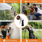 Tesony Garden Hose Nozzle, Heavy Duty Metal Water Hose Sprayer with 9 Adjustable Spray Patterns and Brass Hose Quick Connector, High Pressure Handheld Spray Nozzle Gun for Watering Plants, Car Washing