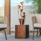 XBrand Metal Sculptural Multi-Tiered Flower Water Fountain, No LED Lights, Bronze, 46" Tall