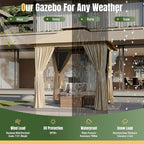 AOXUN Outdoor Gazebo for Patio 8x8, Metal Frame Canopy with Double Roofs, Heavy Duty Party Tent and Shelter with Mosquito Netting and Privacy Screen for Backyard, Lawn, Garden, Deck