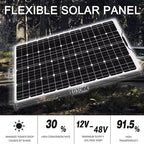 1000 Watt Flexible Solar Panel for RV, 2 × 500 Watt 12 Volt Solar Power Panel Kit with 40A Solar Charge Controller & Inverter Monocrystalline Solar Panels for Camping Off Grid Battery Charging Boat