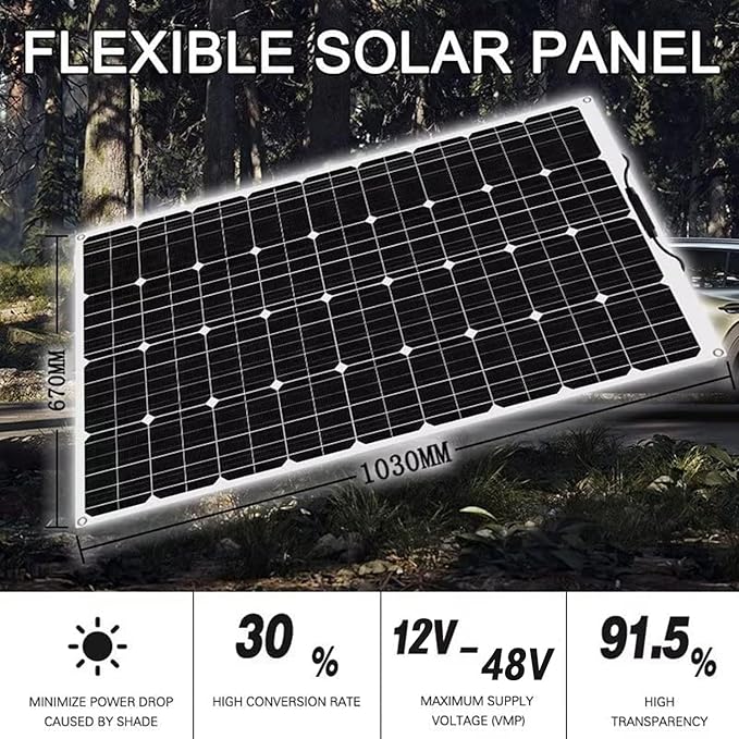 1000 Watt Flexible Solar Panel for RV, 2 × 500 Watt 12 Volt Solar Power Panel Kit with 40A Solar Charge Controller & Inverter Monocrystalline Solar Panels for Camping Off Grid Battery Charging Boat