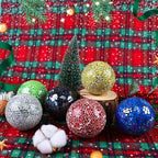 Mosaic Glass Balls 3.35 Inch Decorative Orbs Ball Decor Crack Solid Sphere Mirror for centerpieces Table Bowl Home Christmas Ornaments Silver Set of 3
