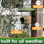 Outdoor Small Bird Feeder for Fences, Trees, Balcony and Walls - PerchPod Seed Birdfeeder, No Mess Wild Bird Feeders for Outside
