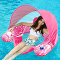 Jasonwell Pool Float with Canopy - Inflatable Pool Floaties Adult Floating Pool Chair Lounge Floats for Swimming Pool Water Chair Pool Lounger with Cup Holders Pool Toy Party Floaty for Adults