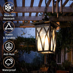 JYZ 2 Pack Outdoor Pendant Light Fixture, 12'' Exterior Hanging Lantern, Modern Black Metal Outside Chandelier Light Fixture Ceiling Mount with Water Ripple Glass & Adjustable Chain for Porch, Gazebo