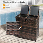 VINGLI 72 Gallon Outdoor Trash Can with Convenient Lid, Rattan Garbage Container with Side Hook, Weatherproof Patio Trash Can for Graden, Yard, Patio, Brown