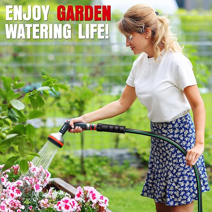 Heavy Duty Garden Hose 20ft, NON-EXPANDABLE Flexible Water Hose, Kink Resistant Lightweight Hybrid Hose, Leakproof Hose Male to Female Fittings