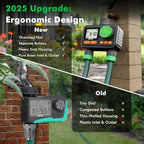 RESTMO RF Remote Controlled Sprinkler Timer with Brass Inlet & Outlet, Water Timer for Garden Hose, Automatic/Manual/Rain Delay for Outdoor Faucet, Drip Irrigation and Lawn Watering, 2 Outlet