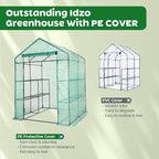 IDZO Walk in Greenhouse, Outdoor Greenhouse with Durable PE Cover & Sturdy Steel Frame for All Seasons, Convenient Rollable Door, Anchor & Rope Included for More Stable Stand, Easy to Install