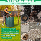 Reusable Yard Waste & Lawn and Leaf Bags with Gloves Pack - 72 & 32 Gallon Heavy Duty Lawn Trash Bags, Multi-Purpose: Garden Debris, Leaf Collection & Tool Storage, Collapsible for Easy Storage
