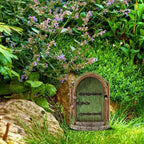 JJLFresheners 3Pcs Green Fairy Door Wooden Miniature Fairy Garden Doors Outdoor Mini Gnome House Accessories for Tree Trunk Ornaments Miniatures, Garden Sculptures and Statues, Fairy Door