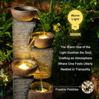 38.2" Tall Outdoor Water Fountain,Stone Texture Modern 4 Tiers Cascading Bowls Garden Fountains Outdoor,Suit for Patio, Deck, Porch, Lawns, Backyard and Home Art Decor