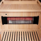 Woodbridge Infrared Home Sauna Room 1 Person Hemlock Wooden Indoor Sauna with 7 Carbon Heaters, Red Light Therapy, Bluetooth Speaker, Intelligent Control Panel, Tempered Glass & Top Vent
