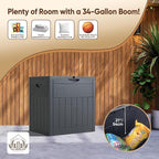 33 Gallon Deck Box Set of 2, Small Outdoor Storage Box Waterproof, Lockable Secure Package Bin Delivery Box for Outside, Patio Cushions Storage Box, Delivery Driver Snack Box for Porch, Grey