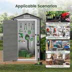 GVDV 4×6FT Outdoor Resin Plastic Storage Shed with Reinforced Floor, All-Weather Plastic Shed with Lockable Door, Window, Waterproof Tool Storage for Garden, Backyard, Patio