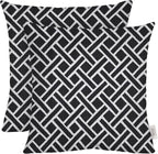 RSH Décor: Set of 2 Square Throw Pillows | Indoor/Outdoor All Weather Polyester Fabric | Decorative Accent Pillows for Patio Furniture | Reversible | 24" x 24" | Matte Black Geometric