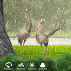 TERESA'S COLLECTIONS Garden Decor, Set of 2 Cranes Garden Decor, 33-39", Elegant Cranes with Golden Painting, Waterproof Metal Garden Statue, Herons Gifts Birthday Gifts for Women Mom